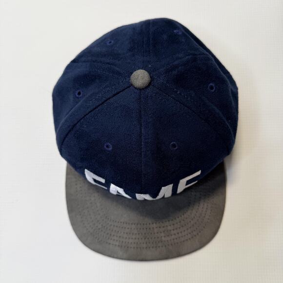 Hall Of Fame 2nd Sucks Hat Cap Snap Back Mens Navy Gray Suede FAME Embroidered - Picture 2 of 9